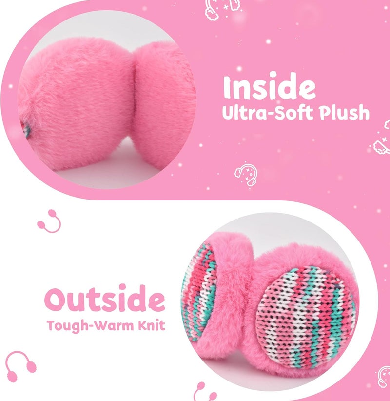SEDUXI Kids Winter Ear Muffs with Gloves Set - Plush Knit Earmuffs & Mittens, Adjustable Soft Ear Warmers for Boys Girls 3-16 Years - Image 2